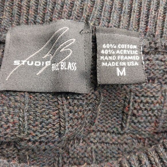 Vtg Bill Blass Mens Chunky Sweater M Hand Framed Heathered Eclectic Grandpacore - Picture 6 of 7